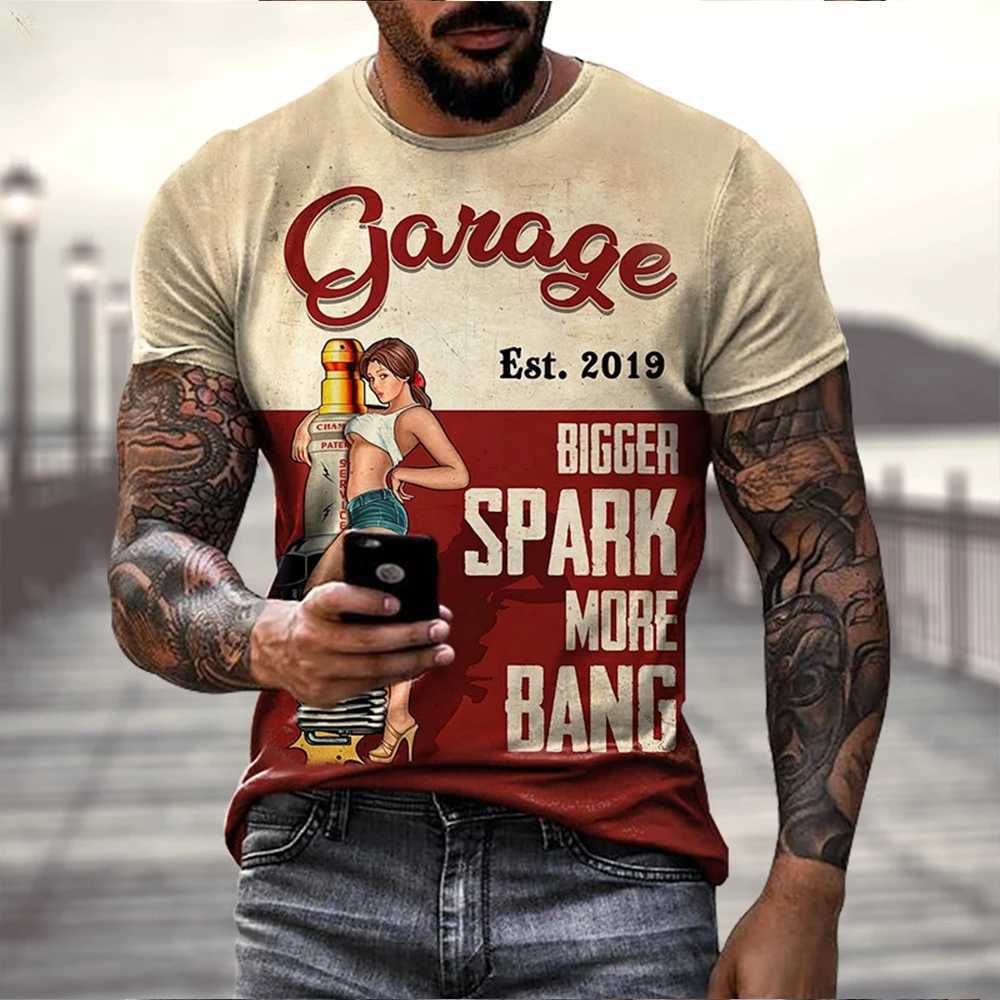 Summer Classic Retro Fashion Casual T-shirt Mens 3D Printed T-shirt Short Sleeve Round Neck Comfortable Top W250220