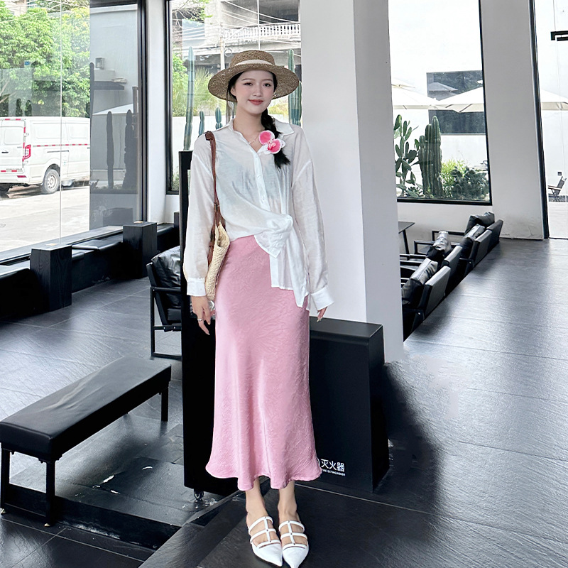 M16781 high waist skirt high-end fashion women's summer skirt new waist slimming drape long skirt