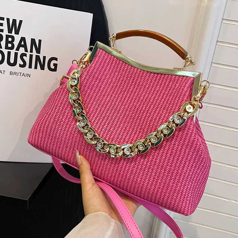 Designer shell clip woven wallet bag chain shoulder bag luxury evening clutch party hot pink handbag and wallet fashionable homeless bag Z250220