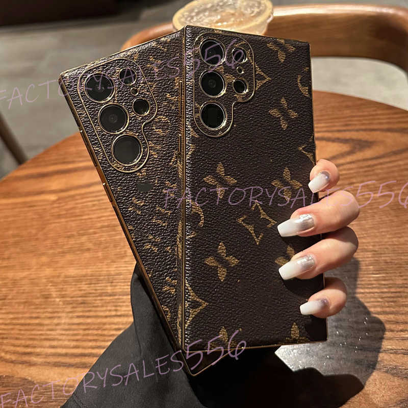 Luxury Designer Phone Cases for Samsung Galaxy S25 Ultra S24 Ultra S23 S22 S25PLus Fashion brand high-end leather all inclusive anti fall minimalist protective Cover