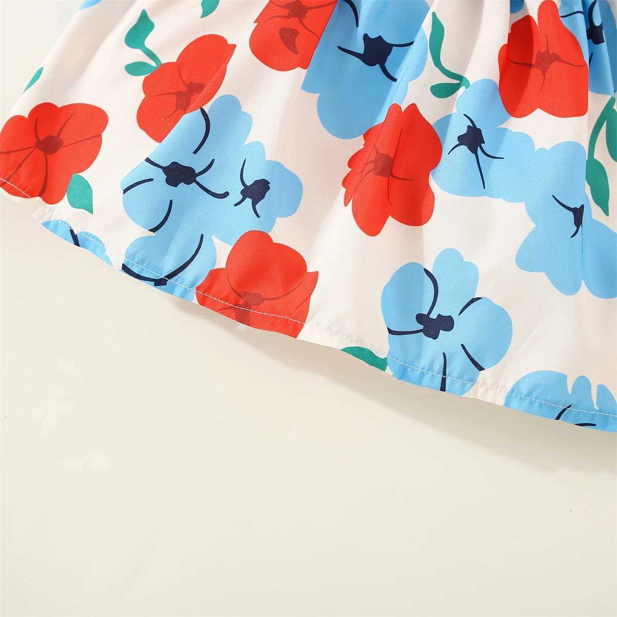 Summer Baby Girl Dress Baby Girl Big Bow Bubble Sleeve Princess Dress Floral Print Short Sleeved Party Dress (0-2) X250220
