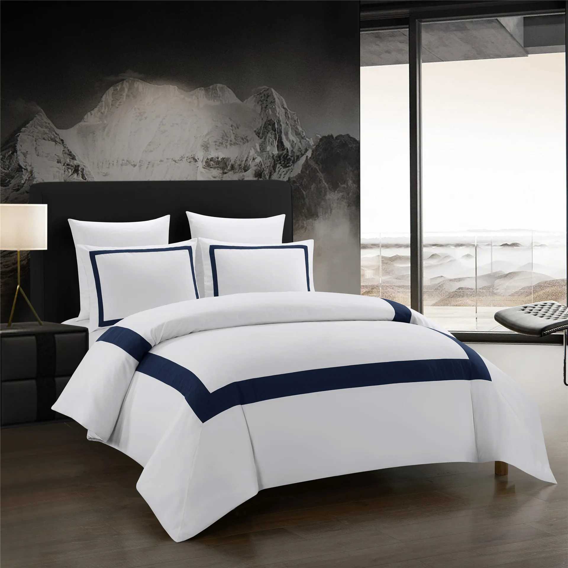 Stitching Comforter Bedding Set for Home Hotel American Style Bed Linen Luxury Splicing Double Quilt Duvet Cover Pillow CasesXJ250220