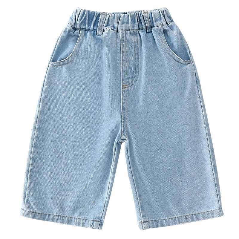 2025 Spring Autumn Childrens Boys Jeans Denim Casual Loose Toddler Boys Wide Leg Pants Elastic Waist Kids Boys Straight Pants Z250220