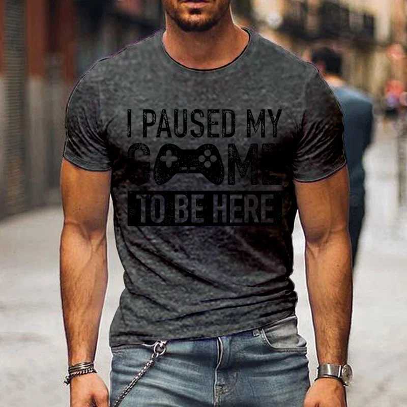 T Shirts for Men Luminous Graphic T Shirts I Paused My Game To Be Here Print T-shirts Gamer Lovers Clothing Hip Hop Streetwear W250220