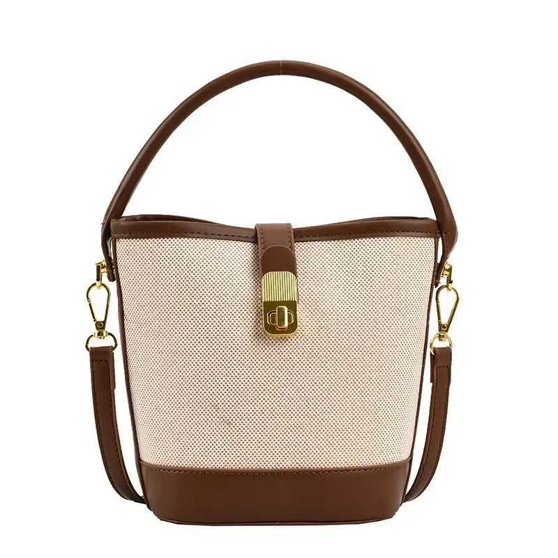 Canvas Bucket Bag Advanced Sense Large Capaci Three-dimensional Single Shoder Crossbody Temperament Niche Handbag Z250318
