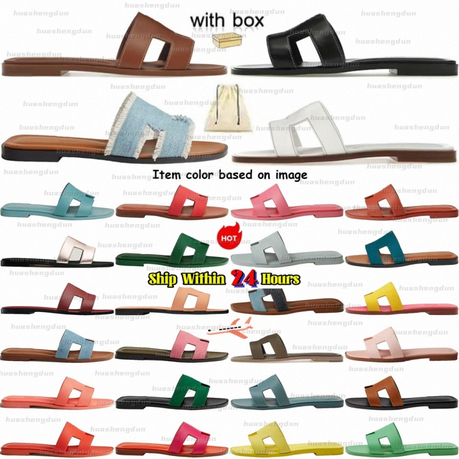 Designer Slippers Oran Sandal Orang slide Claquettes Slides Gold Box Blanc Rose Pale Epsome Orange Vert Pomme Jaune Curcuma Calfskin Leather Womens sl X8yf#