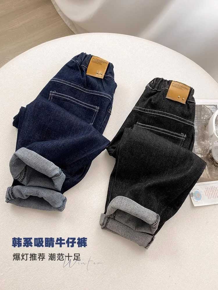 Boys Elastic Waist Jogger Jeans 2024 Spring Autumn New Straight Denim Pants Big Kids Casual Clothes 4 6 8 10 12 14Years Z250220