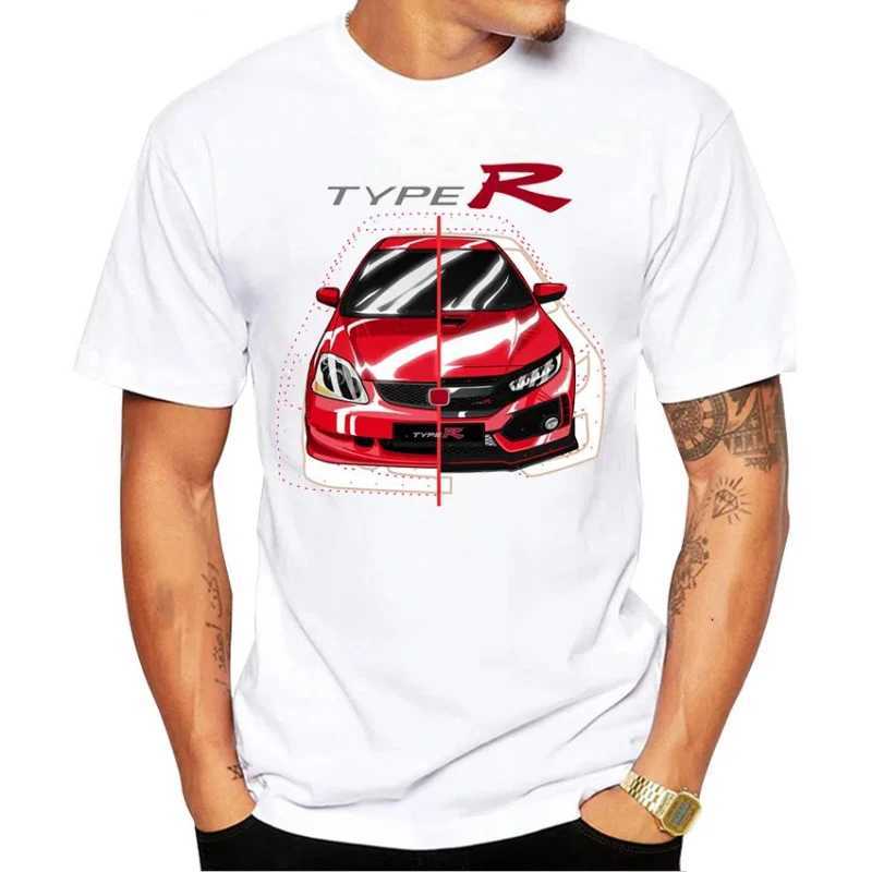 Classic Civic Type R T-shirt New Summer Mens Short Sleeve Jdm Legendary Printed T-shirt Hip Hop Boys Casual Top Sports Car Whi W250220