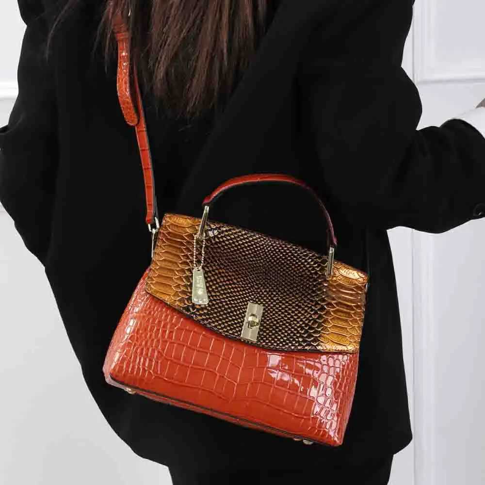Fashion Snake Skin Woman Shoulder Bags Luxury Patent Leather High Quality Lady Handbag Wedding Party Casual Tote Bag 2023 New Z250220
