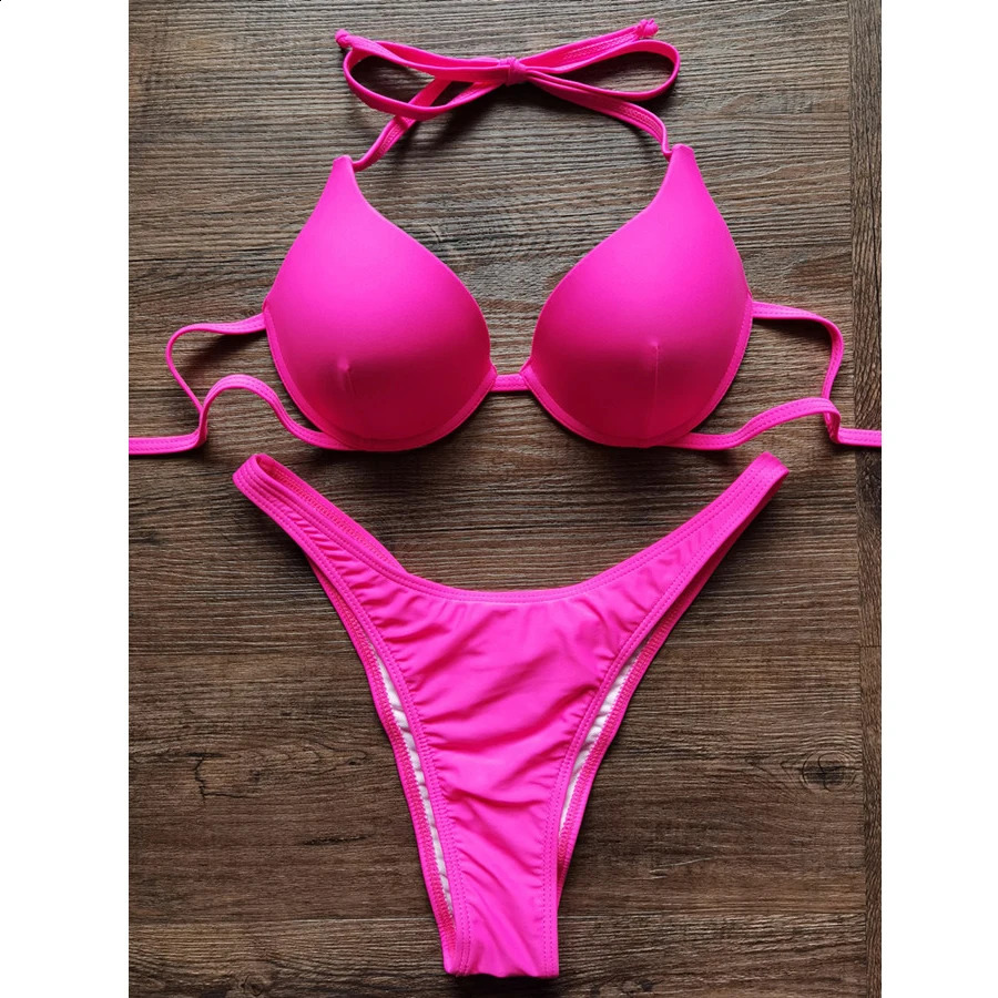 VIKINII Sexy Push Up Bikinis Set Women Beachwear Underwire Gold Swimwear Female Hight Cut Swimsuits 250220