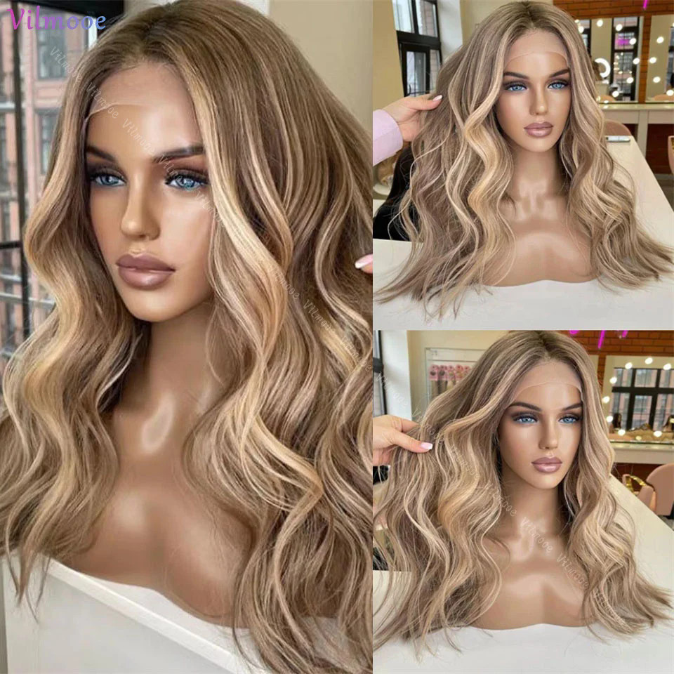 Best Highlight Ash Blonde 613 Colored HD balayage Lace Front Wig Wavy bob Pre-Plucked 5X5 Lace Closure Wig raw virgin Human Hair Wigs For Women