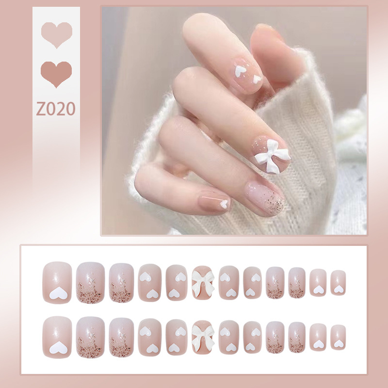 False Nails Sparkling diamond temperament, wearing armor with a high-end feel, fake nails that appear white, aurora, short wearing armor piece Adhesiv
