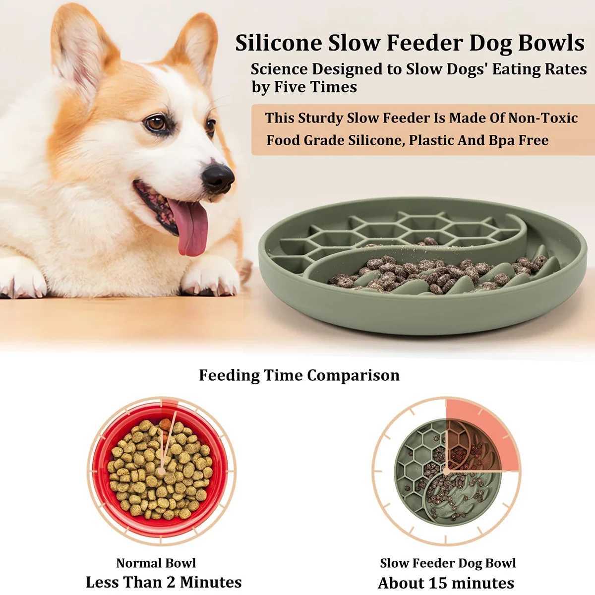 Dog Travel Bowls Bags Non-Toxic Round Honeycomb Pet Slow Feeder Dog Bowl Custom Dog Bowl Water Food Mixing Unique Silicone Slow Dog Bowl H250220