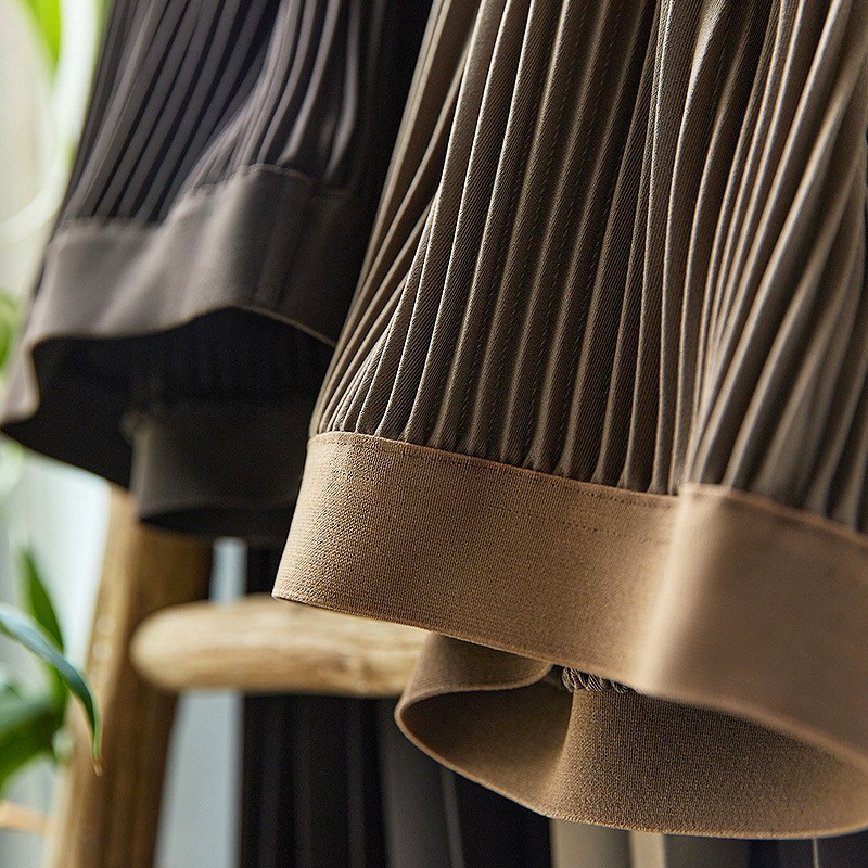X3300 Winter pleated skirt women's skirt mid-length commuter A-line skirt design niche high waist drape umbrella skirt