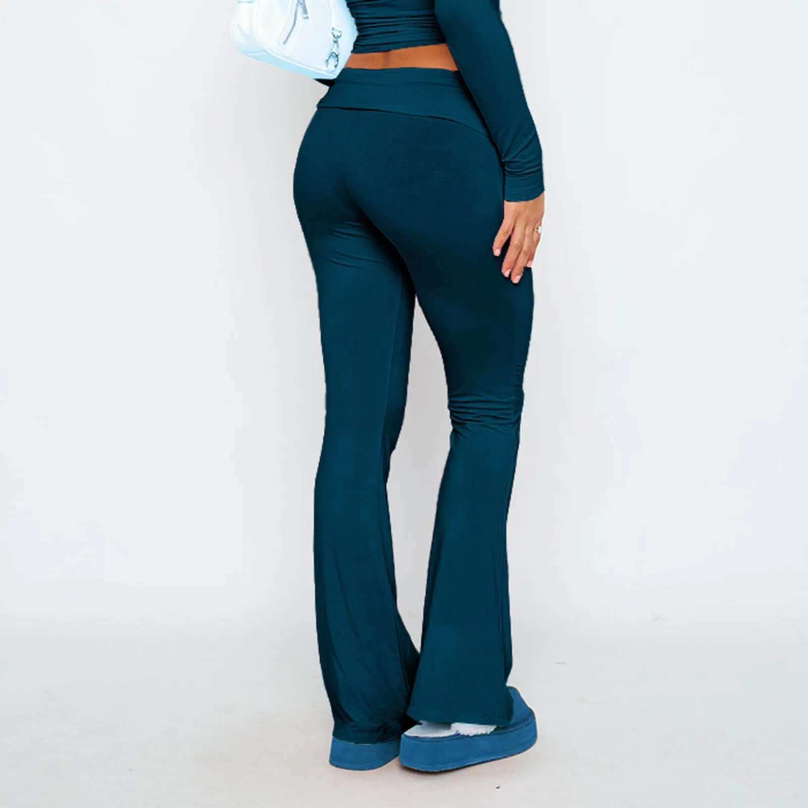 Women Flare Leggings High Waist Wide Leg Yoga Pants Seamless Fiess Workout Tights Gym Sports Trousers Casual Slimming Clothing