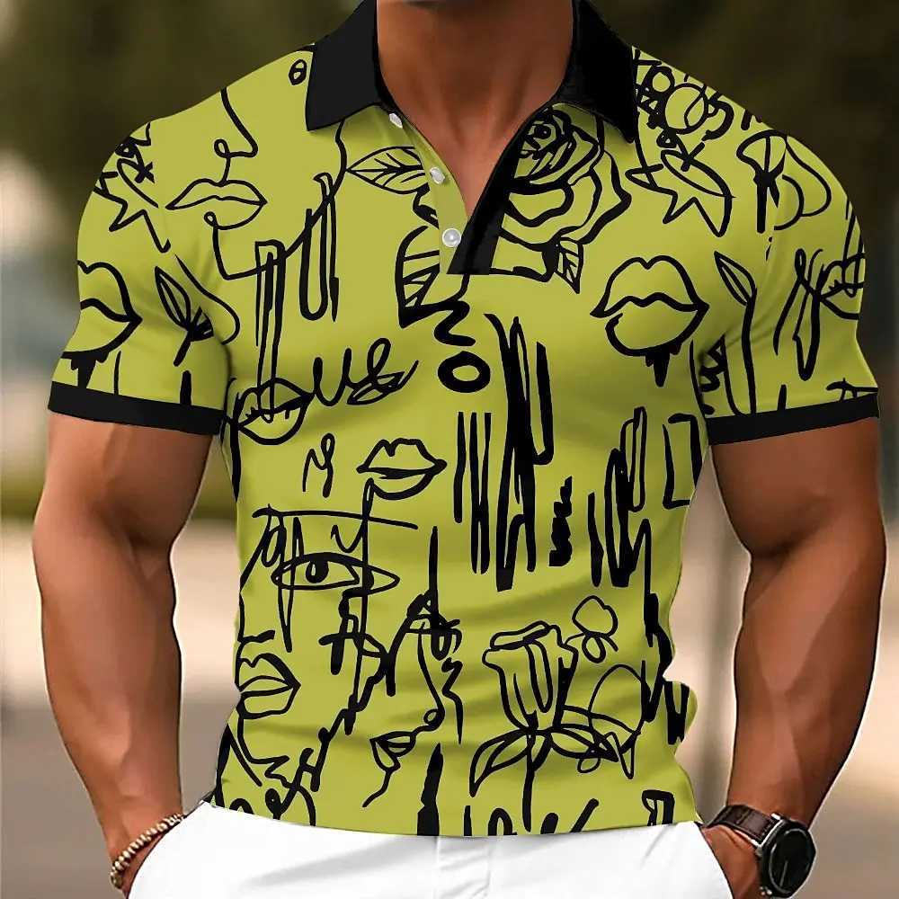 Mens Face Polo T-shirt Mens Short sleeved Top Collar Casual School Outdoor Daily 3D Printed Mens Summer Clothing W250220