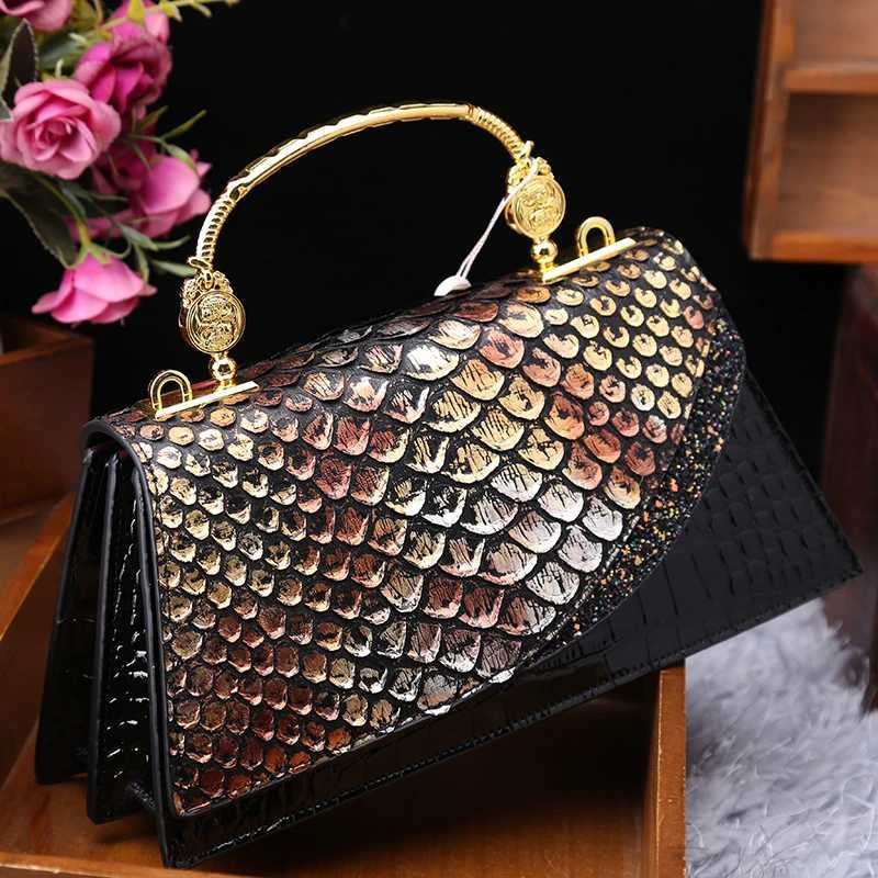 Fashion Brand Genuine Leather Womens Handbags 2024 New Crocodile Pattern Shoulder Crossbody Bag Lady Party Messenger Shell Bags Z250220