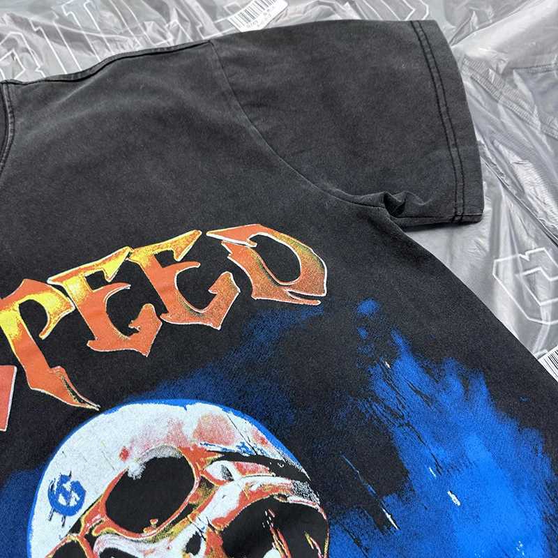 Men's T-Shirts Washed GOD SPEED Victory Skulls Drink Beer Print T-shirt Men Women High Quality Heavy Fabric Vintage Loose Godspeed Tops Tee z2502