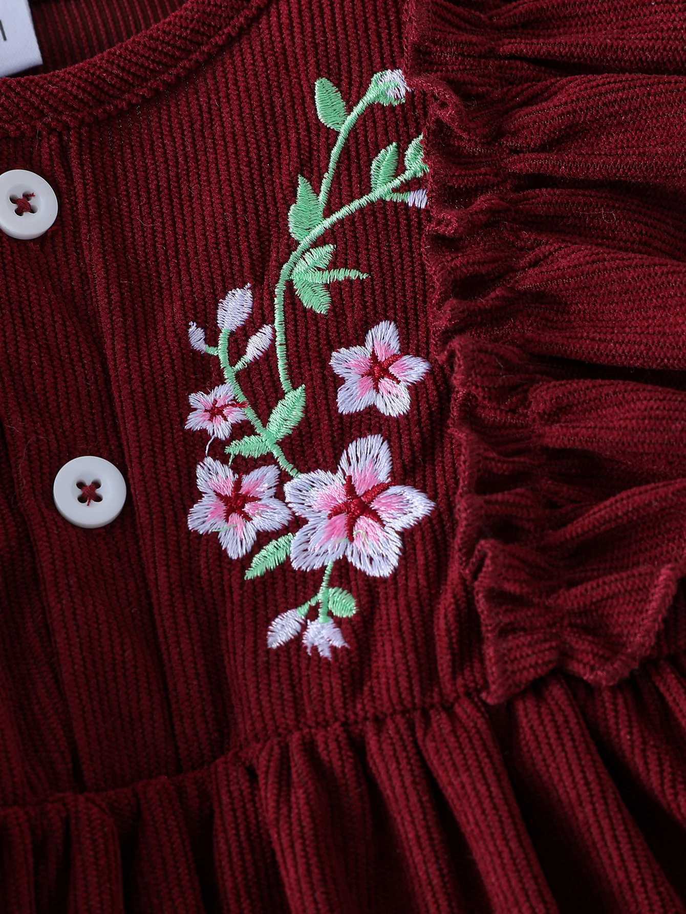 Baby Girls All Seasons Long Sleeve embroidery For 1-3Y flying sleeve Fashion Streetwear Round neckDress X250220