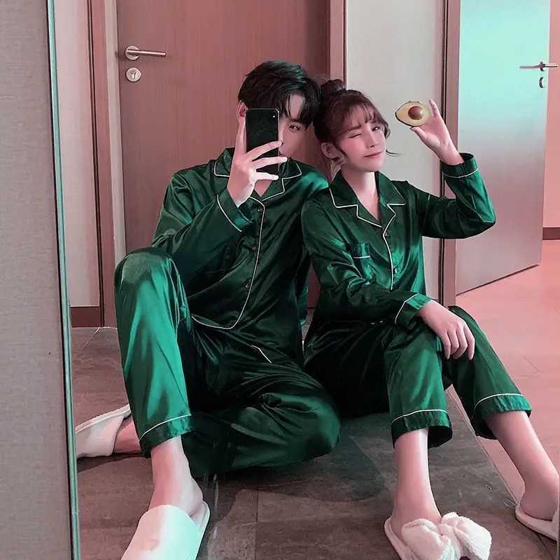 Women Pyjamas Silation Silk Youth Autumn and Winter Plus Size Homewear Suit Black Cardigan Long-Sved Trousers SuitXJ250220