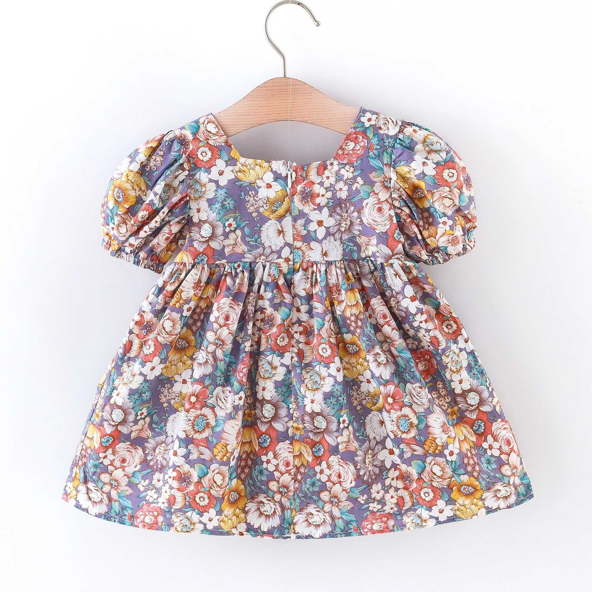 Promotional Girls Summer Dress Clearance Puff Sleeve Floral Dress Bow Birthday Party Dress Birthday Party Dress X250220