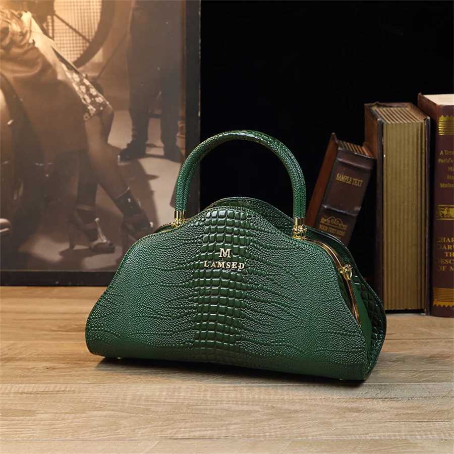 Vintage Crocodile Print Tote Bag PU Shoulder Bag Womens Fashion Handbag Satchel Purse Girl Pink Elegant Cloud Bag Z250220