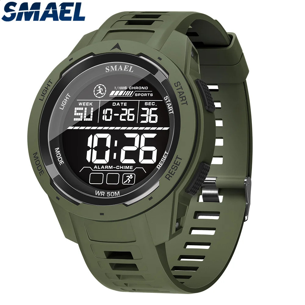 SMAEL Digital Watches Sports LED Wristwatches Mens 50m Waterproof Sport Watch Digital Light Stopwatch 8105 Military Watch Men 250217