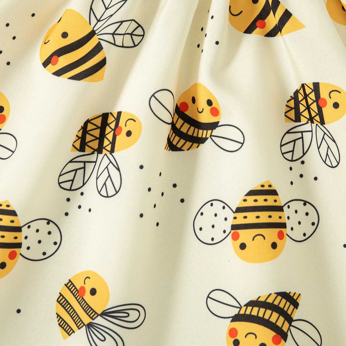 Baby Clothes Girl Summer Bee Pattern Beach Sling Baby Girls Dresses Cute Casual Girl Kids Dress With Hat X250220