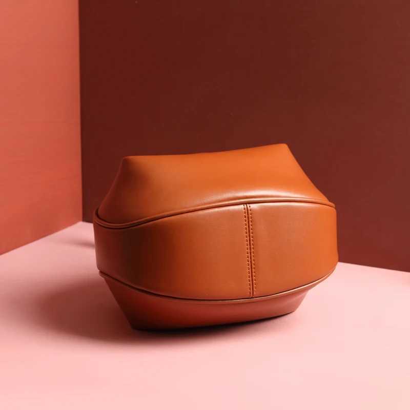 TWO SIZE Vintage Elegant Pillow Boston Box Genuine Leather Handbags Top Handle Clutches Evening Bags Women Female Small Z250220