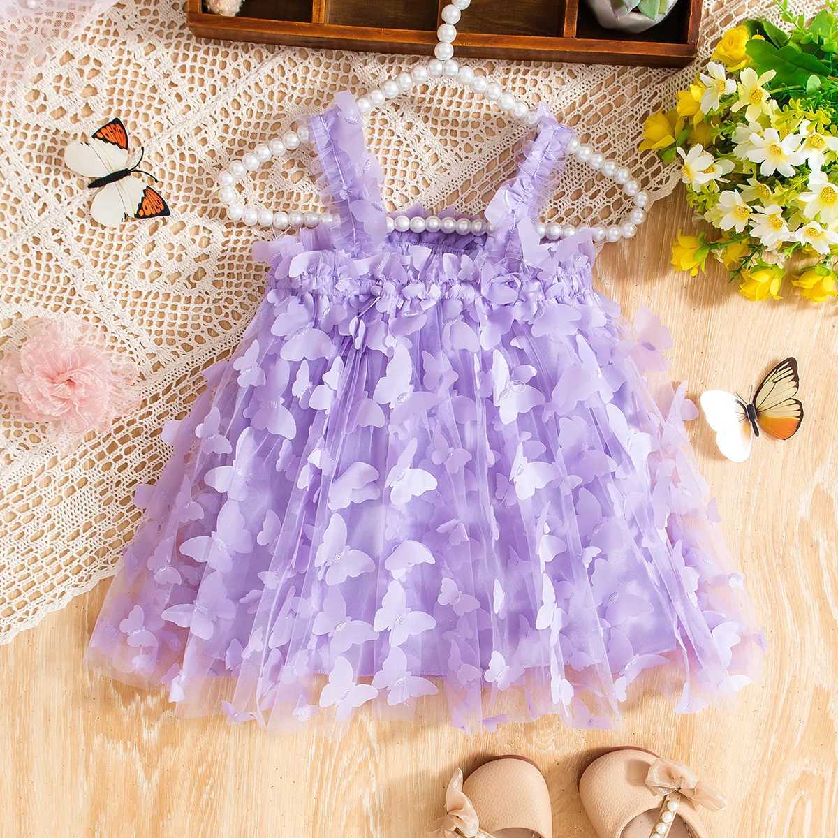 Summer Baby Girl Sleeveless Princess 3d Butterfly Mesh First Birthday Outfit Princess 0-2 Years Old Baby Clothes For Girl X250220