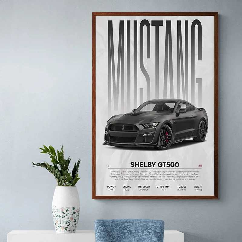 Classic Simple Wall Art Ford Mustang Lancer Evo X Luxury Sports Car HD Canvas Print Poster Home Living Room Bedroom DecorationT250221