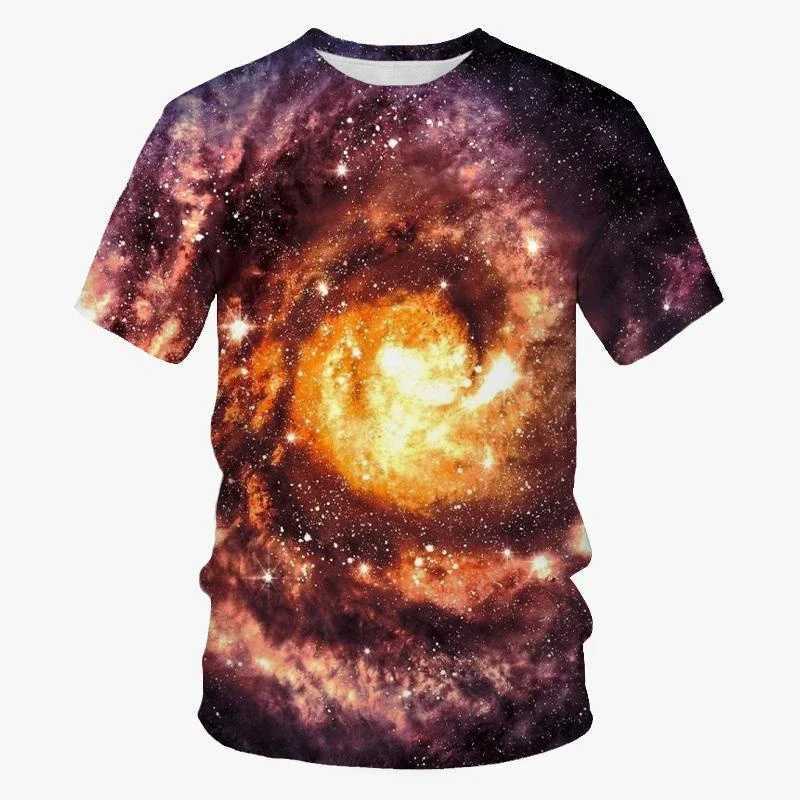 Colorful Mens T-Shirt 3D Galaxy Starlight Print Short Sleeve Tops Casual T Shirt Streetwear Oversized Tee Shirt Men Clothing W250220