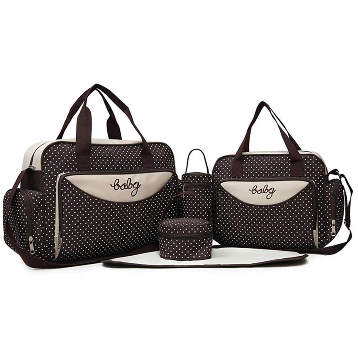 5PCSMommy Bag Fashion Dot Print Oblique Span Large Capacity Outgoing Mother and Baby Bag Portable One Shoulder Mother Diaper Bag X250220
