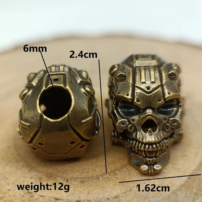 Mechanical Skull Head Brass Knife Beads EDC DIY Paracord Woven Bracelet Lanyard Pendant Accessories Outdoor Tool Hangings Charms 250213