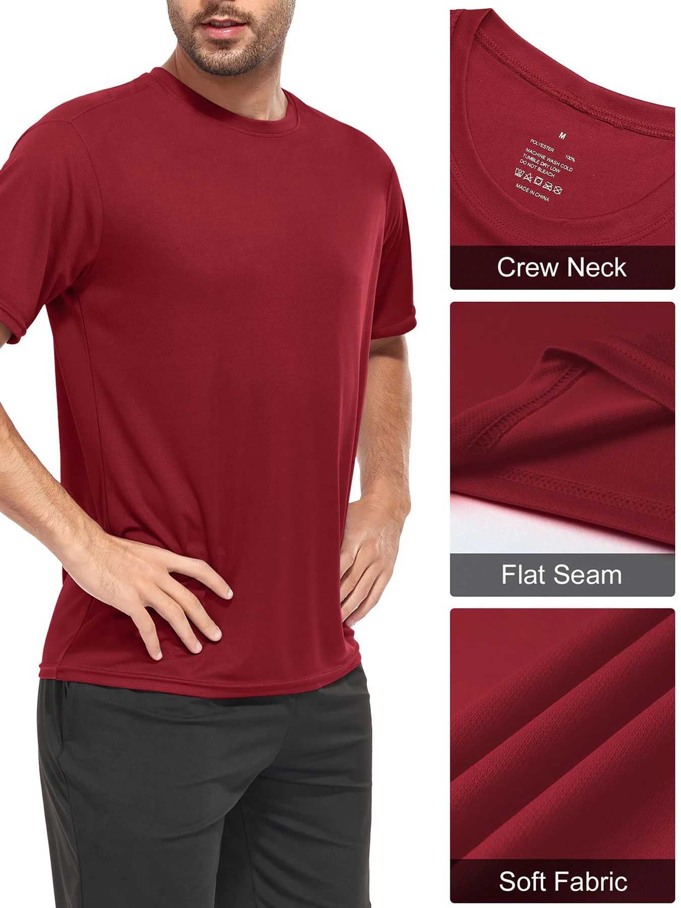 HOPLYNN Workout Shirts for Men Short Sleeve Athletic Active Tops Quick Dry Crew Neck T Shirt for Running W250220