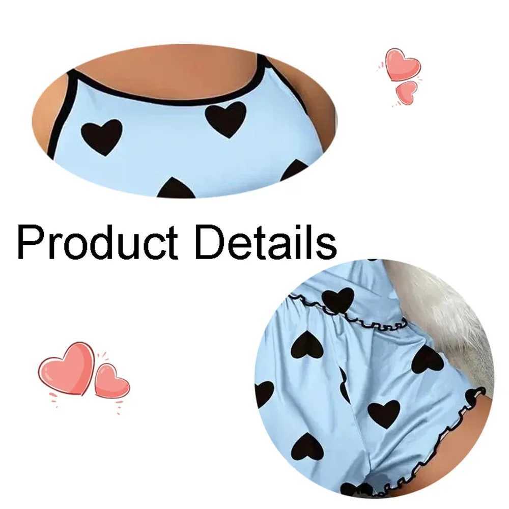 Womens Pajama Set Pajamas T-Shirts Shorts Pink Heart-Shaped Print Round Neck T-Shirt Ice Silk Top Comfortable Casual Summer XJ250220