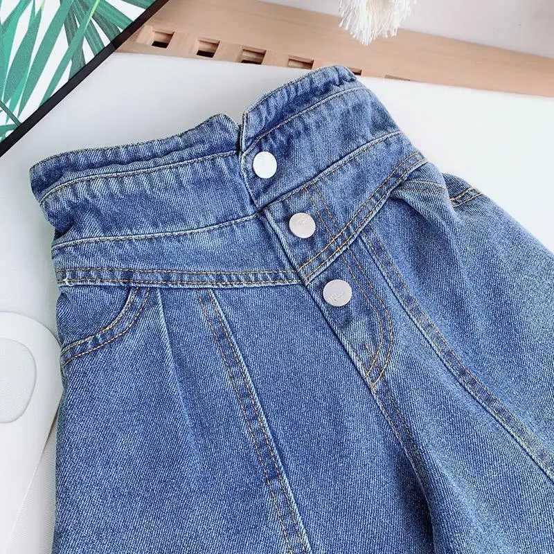Girls wide leg pants autumn baby fashion European American straight leg pants high waisted jeans Trousers childrens clothing 2-13 Z250220