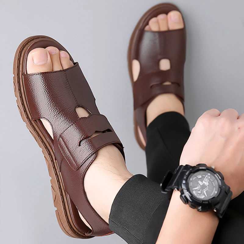 New Arrival Men Leather Sandals Casual Shoes For Men High Quality Men Sandals Summer Outdoor Walking Men Sneakers Breathable Mens Sandals T250220