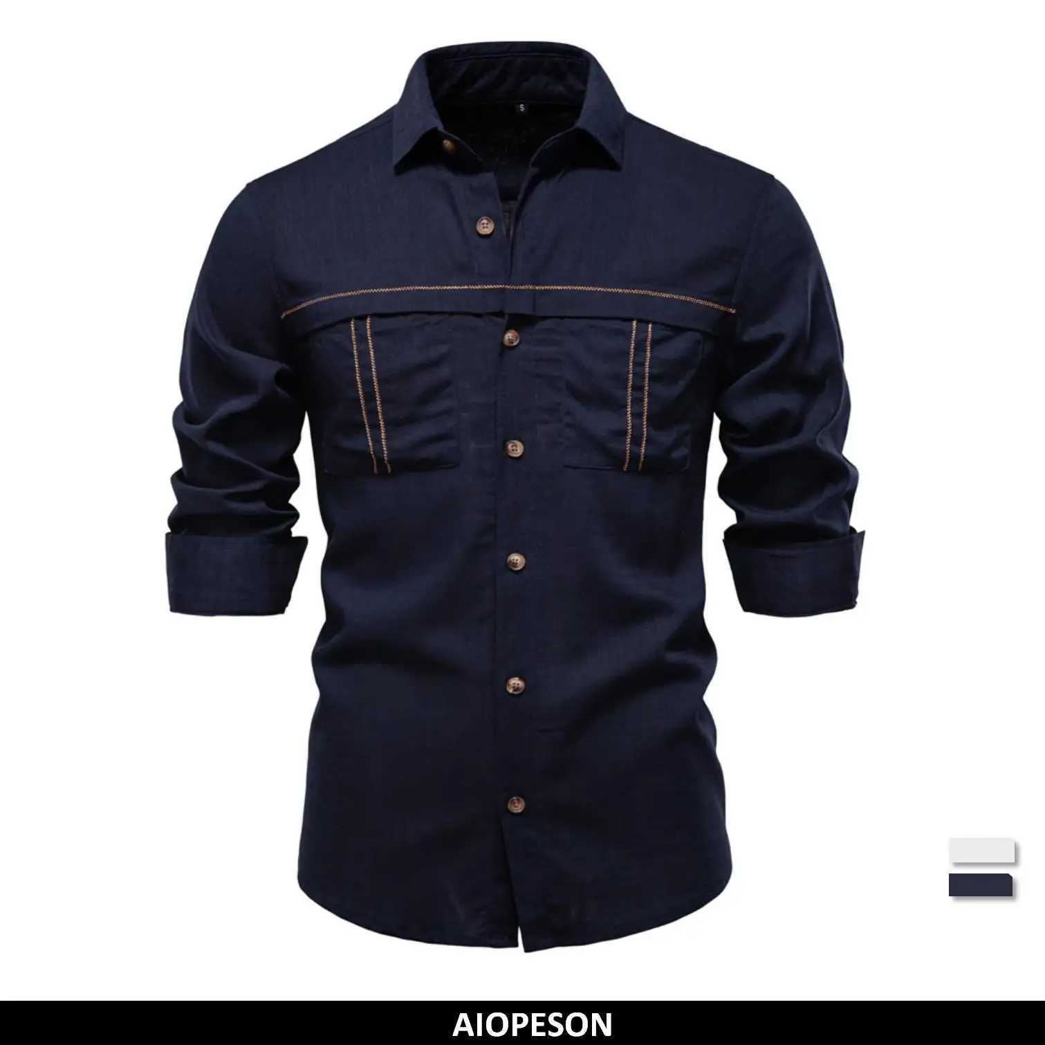 AIOPESON Spring Mens Long-Sleeve Pure Color Linen Shirt For Casual Comfort And Style Breathable Male Shirts W250220