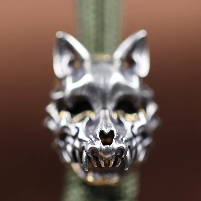 Openable Wolf Face Mask Skeleton Head Brass Knife Beads Outdoor EDC DIY Paracord Woven Lanyard Pendants Accessories Punk Charms 250213