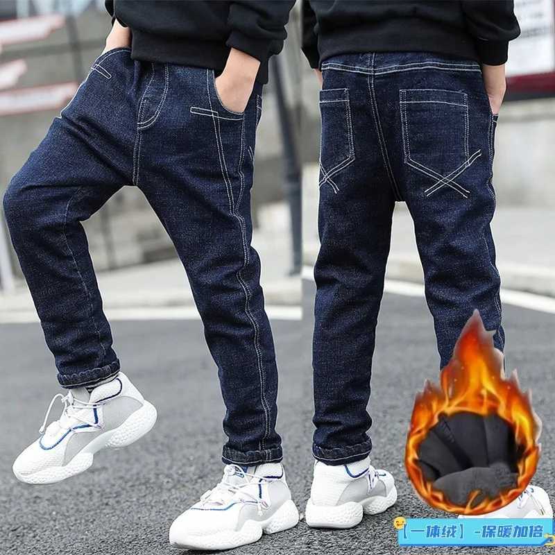 Winter boys jeans with added velvet and thick casual pants boys jeans childrens jeans childrens jeans Z250220