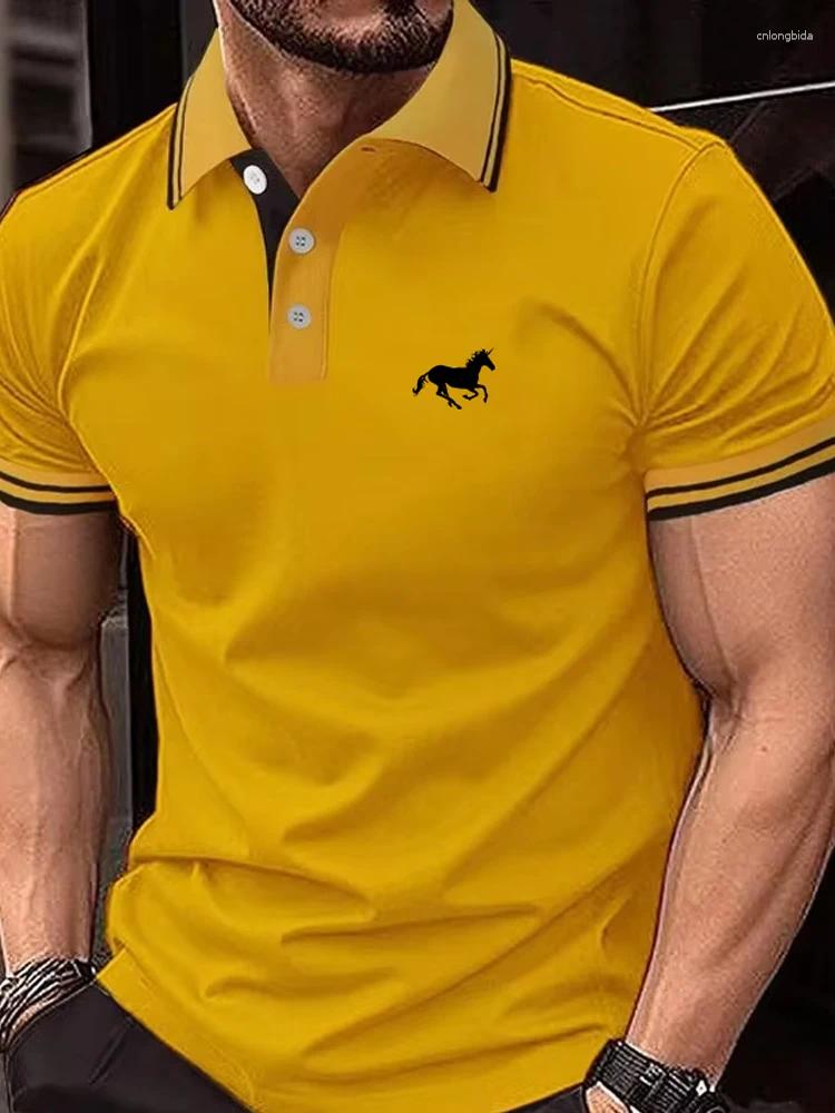 Mens Polos T-shirt Classic Short Sleeved Polo Shirt Summer Top Casual Button Lapel Super Large S-3XL