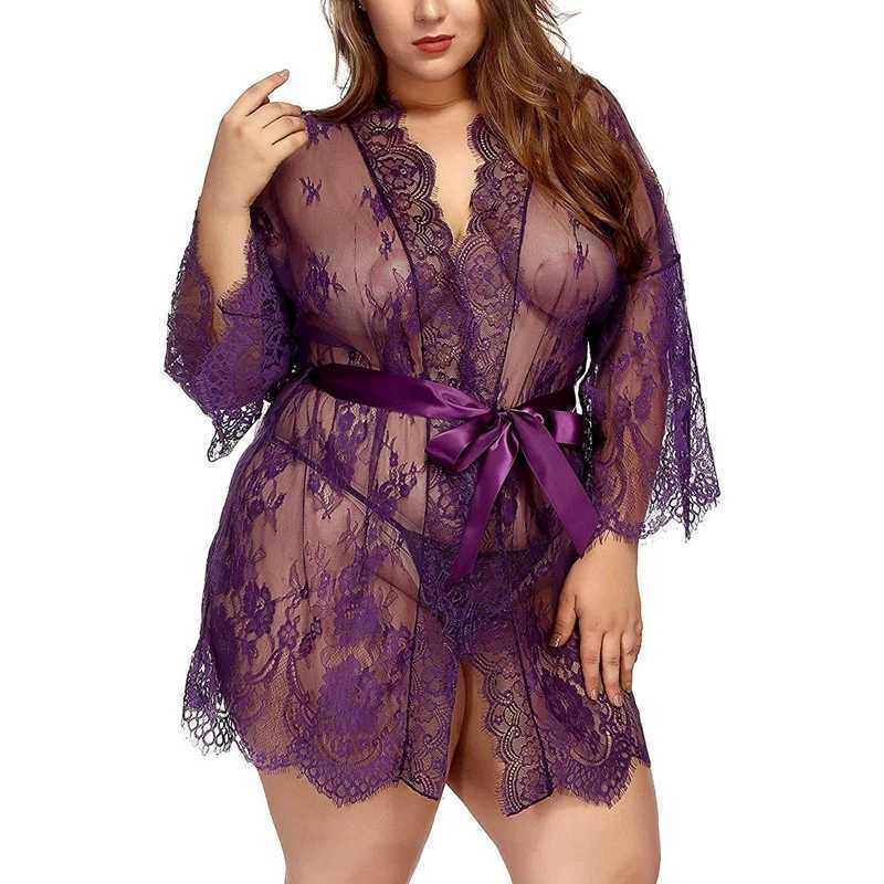 Lingerie Set Hollow Out Red Peignoirs set Lace Robes and Underwear Sleepwear Women For Sex 18 Exotic ApparelXJ250220