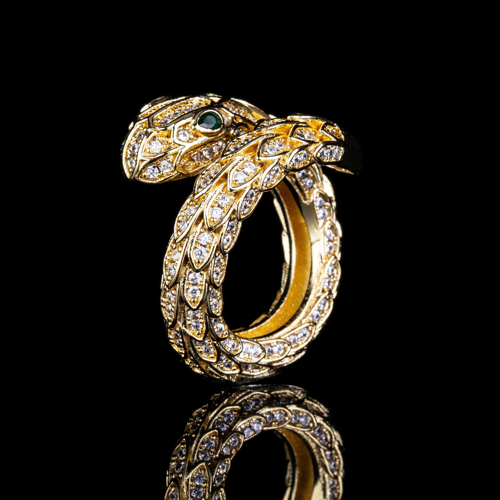 Fashion Gold Color Snake Ring For Women Girl Adjustable Exquisite Shiny Cubic Zirconia Finger Ring Wedding Jewelry Gift 250221