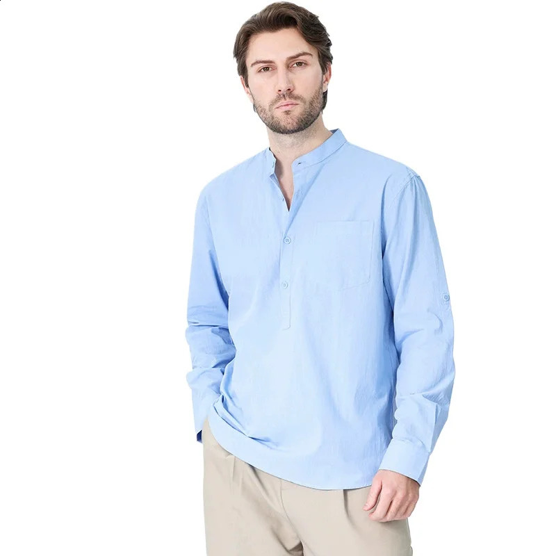 Mens Long Sleeve T Shirts Breathable Shirt Casual Basic Cotton Shirt Tops 250219