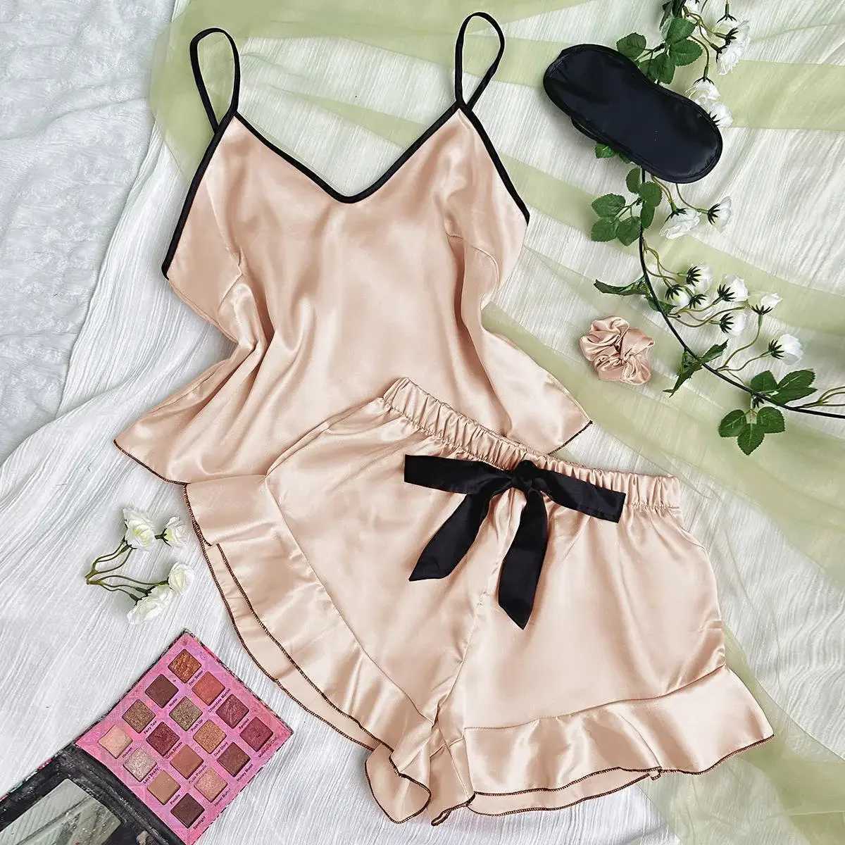 Silk PJs for Women Satin Pajama Set Sexy Lingerie Camisole Nightwear Spwear Comfortable Shorts Set Luxury LingerieXJ250220