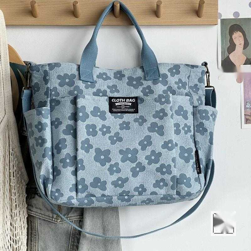 Thickened Multi Pocket Tote Canvas Bag Casual Classmate Simple Portable One Shoulder Crossbody Schoolbag Purses Handbags 241225