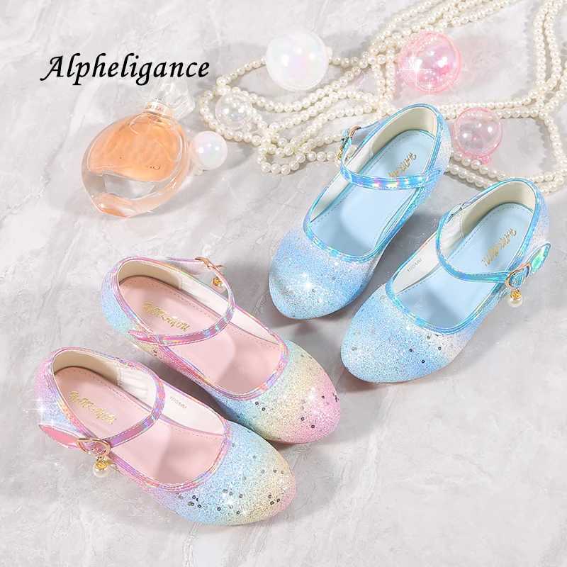 Alpheligance Girls Design High Heels Party Shoes Birthday Gift Rainbow Sandals Leather Shoes Crystal Shoes W250221