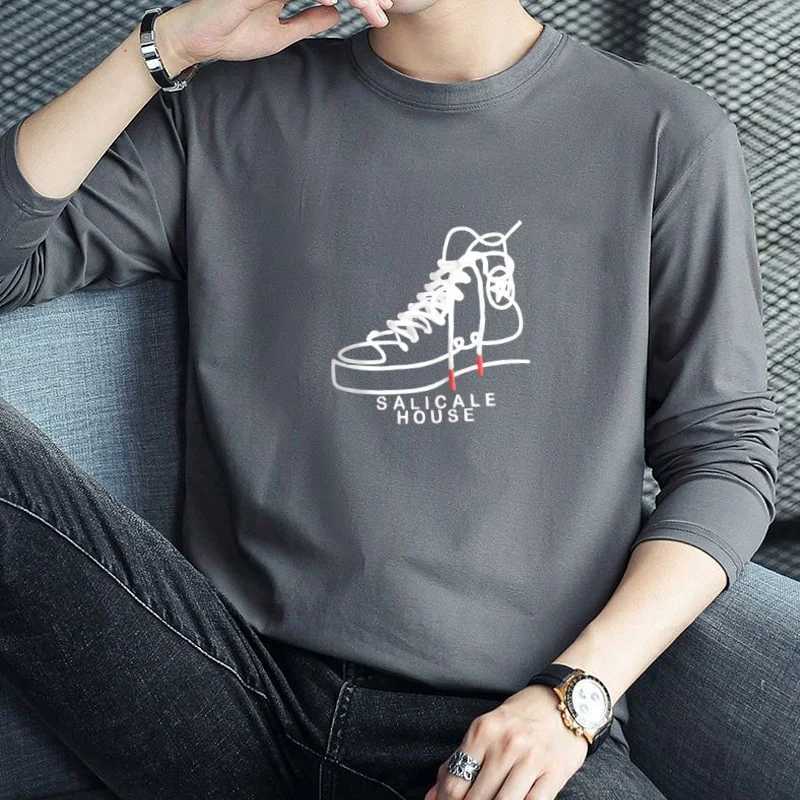 2024 New Mens T-shirt Long Sleeve Ultra Thin Mens T-shirt Young Mens Solid Color Top T-shirt O-neck Mens Boys T-shirt W250220