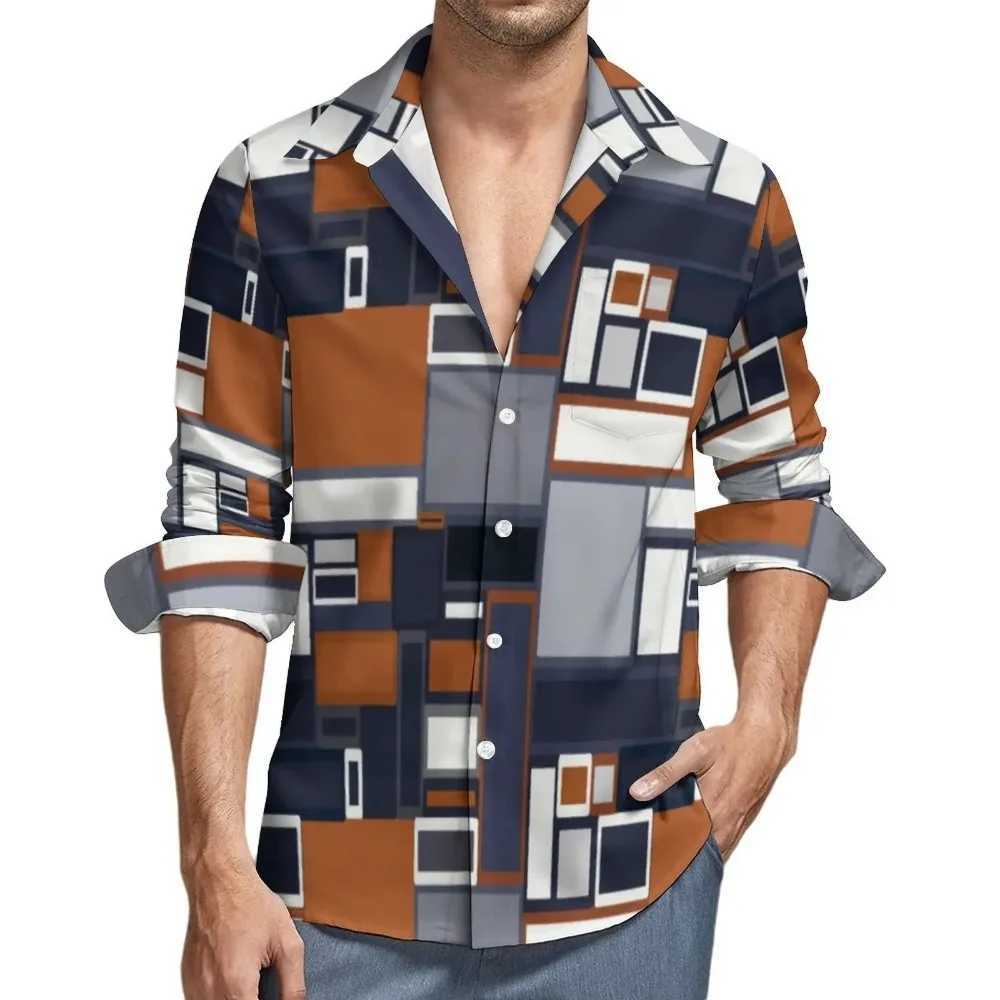 Vintage Mid-Century Casual Shirts Mens 60s 70s Style Shirt Long Sleeve Loose Aesthetic Blouses Autumn Graphic Clothing 3XL 4XL W250220